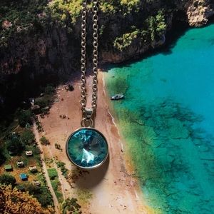 Stainless Steel Aquamarine Pendant Necklace